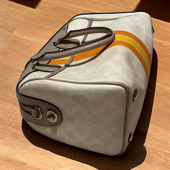 COACH HERITAGE STRIPE DOME SATCHEL HANDBAG w/ HANDLES - Picture 2 of 6